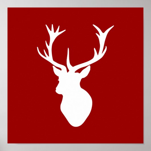 Rood en wit kerstfeest Der Stag Head Poster (Voorkant)