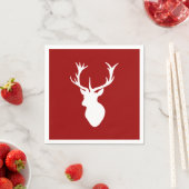 Rood en wit kerstfeest Der Stag Head Servetten (Insitu)