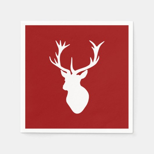 Rood en wit kerstfeest Der Stag Head Servetten (Voorkant)