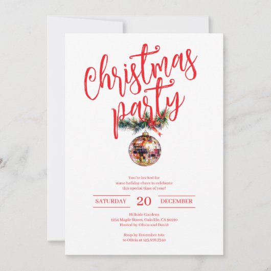 Rood en wit kerstfeest Discobal Kaart (Voorkant)