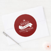 Rood en wit kerstfeest en gelukkig nieuwjaar ronde sticker (Envelop)