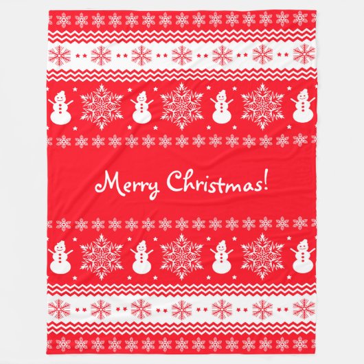 Rood en wit kerstfeest fleece deken (Voorkant)