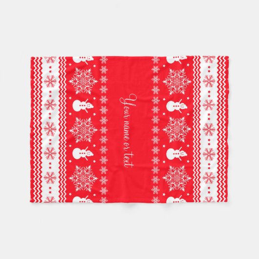 Rood en wit kerstfeest fleece deken (Voorkant (Horizontaal))