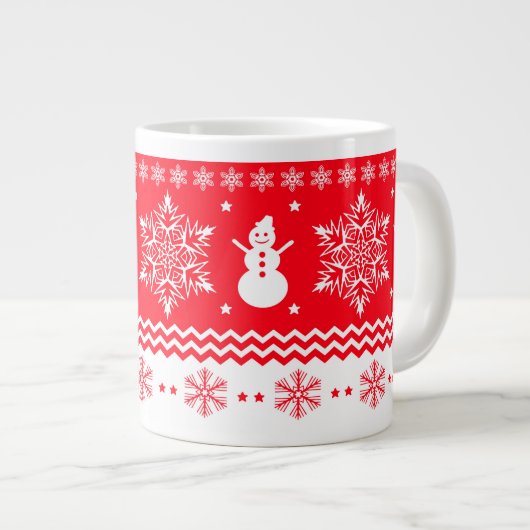 Rood en wit kerstfeest grote koffiekop (Voorkant rechts)