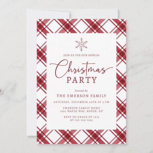 Rood en Wit Kerstfeest Kaart (Voorkant)