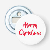 Rood en Wit Kerstfeest Kerstmis Button Flesopener (Voorkant)