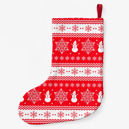 Rood en wit kerstfeest kleine kerstsok (Achterkant)