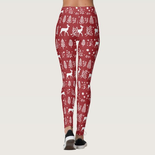 Rood en wit kerstfeest leggings (Achterkant)