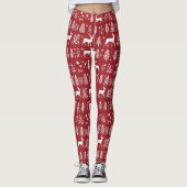 Rood en wit kerstfeest leggings (Voorkant)