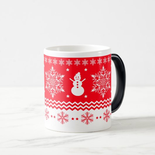 Rood en wit kerstfeest magische mok (Voorkant rechts)