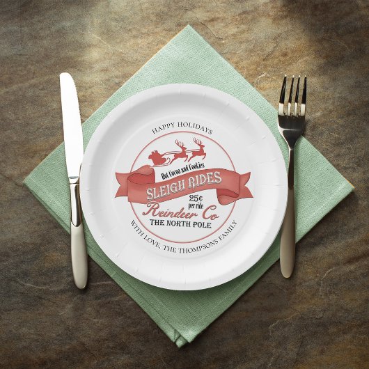 Rood en wit kerstfeest op maat papieren bordje