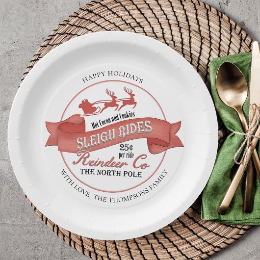 Rood en wit kerstfeest op maat papieren bordje