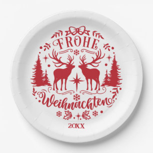 Rood en Wit Kerstfeest Papieren Bordje