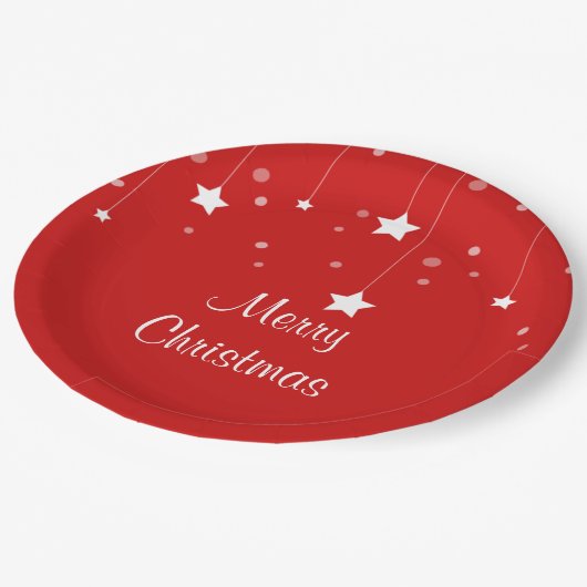 Rood en wit kerstfeest papieren bordje (Gekanteld)