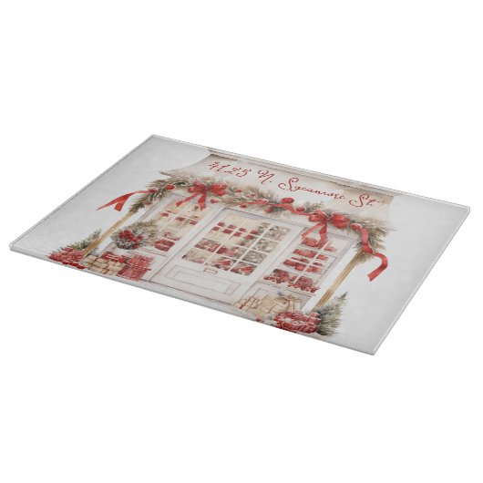 Rood en wit kerstfeest snijplank (Hoek)