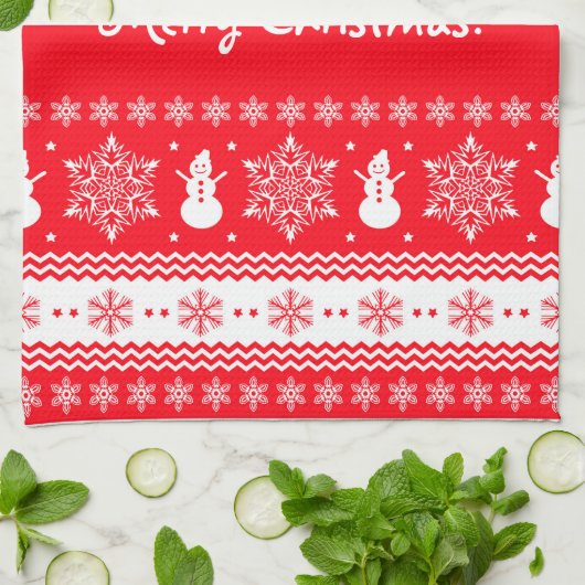 Rood en wit kerstfeest theedoek (Gevouwen)