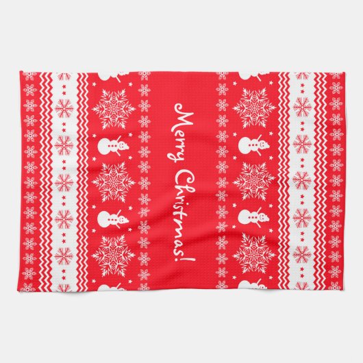 Rood en wit kerstfeest theedoek (Horizontaal)