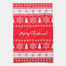 Rood en wit kerstfeest theedoek