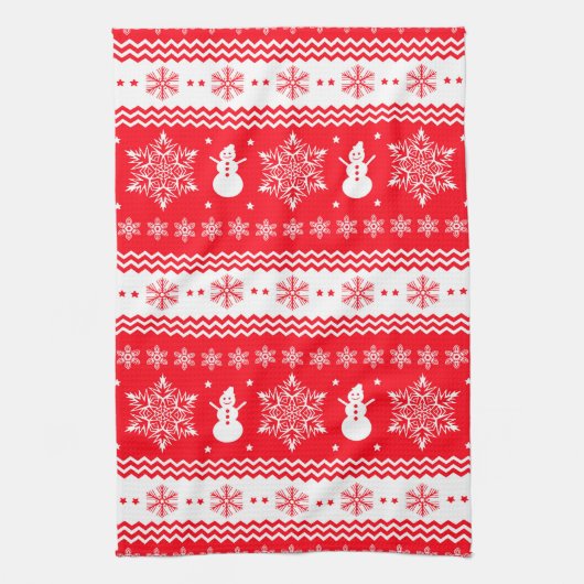 Rood en wit kerstfeest theedoek (Verticaal)