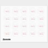 Rood en Wit Kerstfeest van Achternaam Ronde Sticker (Vel)