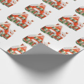 rood en wit kersthuis cadeaupapier (Hoek)