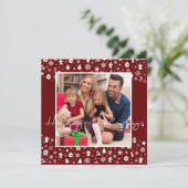 Rood en wit kerstkaartje voor fotofeestdagen (Staand voorkant)