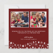 Rood en wit kerstkaartje voor fotofeestdagen (Achterkant)