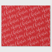 Rood en wit kerstkalligrafie cadeaupapier (Vlak)