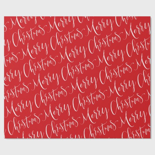 Rood en wit kerstkalligrafie cadeaupapier (Vlak)