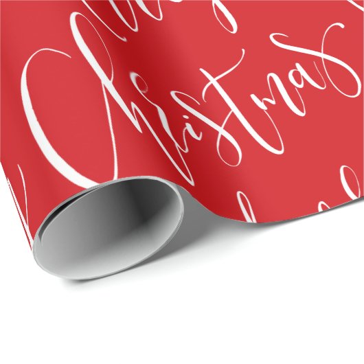 Rood en wit kerstkalligrafie cadeaupapier (Rol Hoek)
