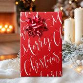 Rood en wit kerstkalligrafie cadeaupapier