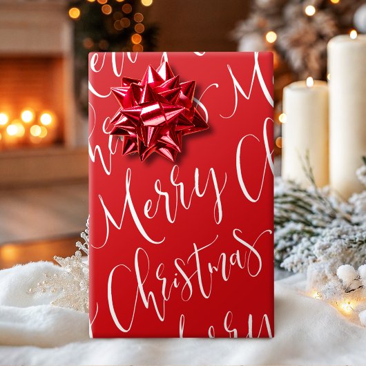 Rood en wit kerstkalligrafie cadeaupapier