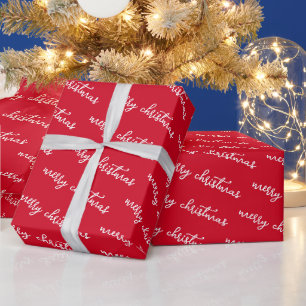 Rood en wit Kerstmis aangepaste tekst sjabloon Cadeaupapier