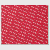 Rood en wit Kerstmis aangepaste tekst sjabloon Cadeaupapier (Vlak)