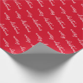 Rood en wit Kerstmis aangepaste tekst sjabloon Cadeaupapier (Hoek)