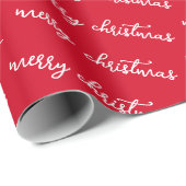 Rood en wit Kerstmis aangepaste tekst sjabloon Cadeaupapier (Rol Hoek)