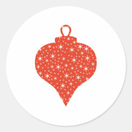 Rood en Wit Kerstmis Bauble Design. Ronde Sticker