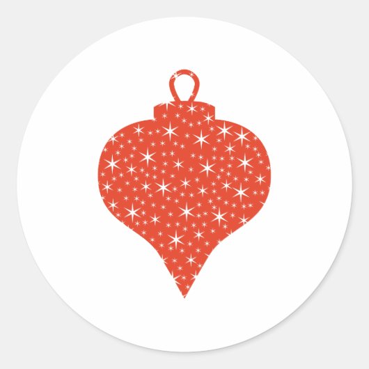 Rood en Wit Kerstmis Bauble Design. Ronde Sticker (Voorkant)