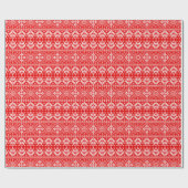 Rood en Wit Kerstmis Fair Isle Patroon Cadeaupapier (Vlak)