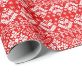 Rood en Wit Kerstmis Fair Isle Patroon Cadeaupapier (Rol Hoek)