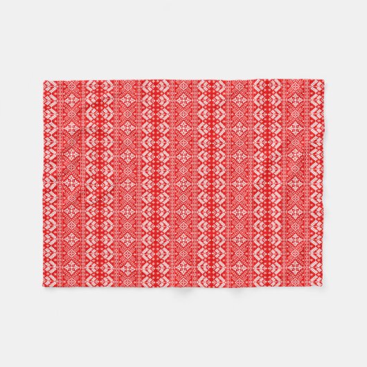 Rood en Wit Kerstmis Fair Isle Patroon Fleece Deken (Voorkant (Horizontaal))