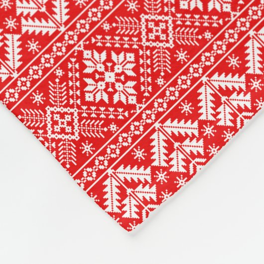 Rood en Wit Kerstmis Fair Isle Patroon Fleece Deken (Hoek)
