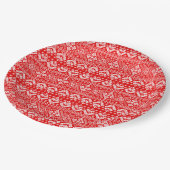 Rood en Wit Kerstmis Fair Isle Patroon Papieren Bordje (Gekanteld)