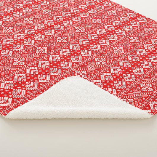 Rood en Wit Kerstmis Fair Isle Patroon Sherpa Deken (3/4)