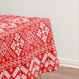 Rood en Wit Kerstmis Fair Isle Patroon Tafelkleed