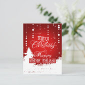 Rood en Wit Kerstmis & Gelukkig Nieuwjaar Feestdagenkaart (Staand voorkant)