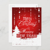 Rood en Wit Kerstmis & Gelukkig Nieuwjaar Feestdagenkaart (Voorkant / Achterkant)