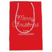 Rood en Wit Kerstmis Monoline Schrift Medium Cadeauzakje (Voorkant)