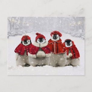 Rood en Wit Kerstmis Pinguïns Ontwerp Feestdagenkaart