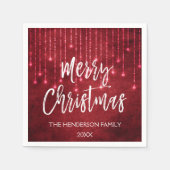 Rood en Wit Kerstmis Script Vakantie Servetten (Voorkant)